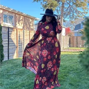 Floral Maxi Dress with Long Sleeves